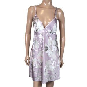 3/$20 La Vie En Rose Satin Floral Cami Nightgown Babydoll Lingerie Slip Dress